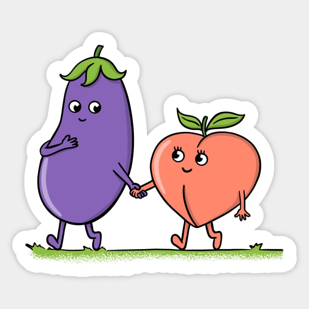 Eggplant and peach Sticker by coffeeman